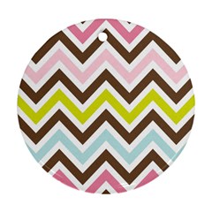 Chevrons Stripes Colors Background Round Ornament (two Sides) by Amaryn4rt