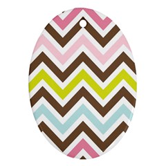 Chevrons Stripes Colors Background Oval Ornament (two Sides)