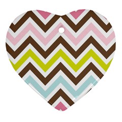 Chevrons Stripes Colors Background Heart Ornament (two Sides)