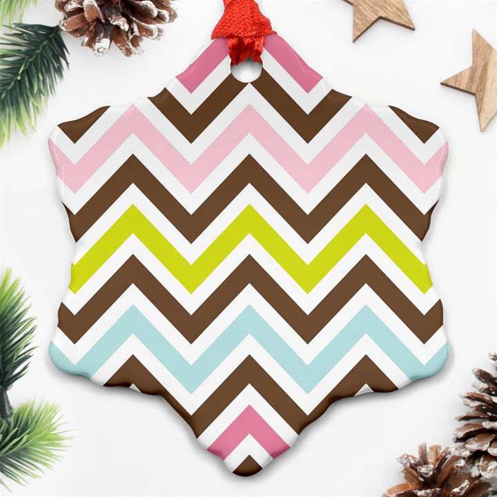 Chevrons Stripes Colors Background Ornament (Snowflake)