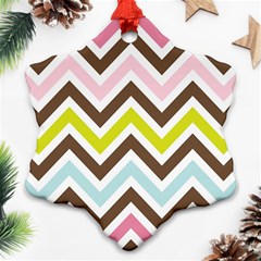 Chevrons Stripes Colors Background Snowflake Ornament (two Sides) by Amaryn4rt