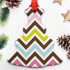 Chevrons Stripes Colors Background Christmas Tree Ornament (two Sides)