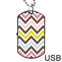 Chevrons Stripes Colors Background Dog Tag Usb Flash (one Side)