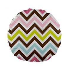 Chevrons Stripes Colors Background Standard 15  Premium Round Cushions by Amaryn4rt