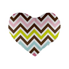 Chevrons Stripes Colors Background Standard 16  Premium Heart Shape Cushions