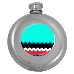 Pattern Digital Painting Lines Art Round Hip Flask (5 Oz) by Amaryn4rt