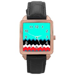 Pattern Digital Painting Lines Art Rose Gold Leather Watch  by Amaryn4rt