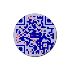 Digital Computer Graphic Qr Code Is Encrypted With The Inscription Rubber Coaster (round)  by Amaryn4rt