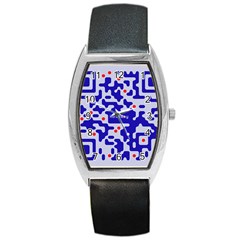 Digital Computer Graphic Qr Code Is Encrypted With The Inscription Barrel Style Metal Watch by Amaryn4rt