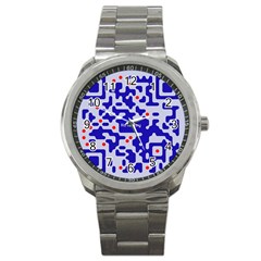 Digital Computer Graphic Qr Code Is Encrypted With The Inscription Sport Metal Watch by Amaryn4rt