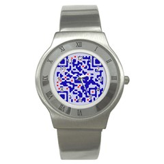 Digital Computer Graphic Qr Code Is Encrypted With The Inscription Stainless Steel Watch by Amaryn4rt