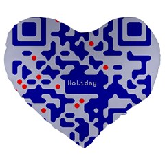 Digital Computer Graphic Qr Code Is Encrypted With The Inscription Large 19  Premium Heart Shape Cushions by Amaryn4rt