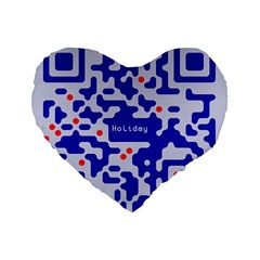 Digital Computer Graphic Qr Code Is Encrypted With The Inscription Standard 16  Premium Flano Heart Shape Cushions by Amaryn4rt