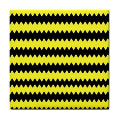 Yellow Black Chevron Wave Tile Coasters by Amaryn4rt