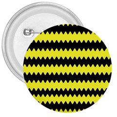 Yellow Black Chevron Wave 3  Buttons by Amaryn4rt