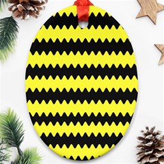 Yellow Black Chevron Wave Ornament (oval)