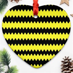 Yellow Black Chevron Wave Ornament (heart)