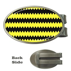 Yellow Black Chevron Wave Money Clips (oval)  by Amaryn4rt