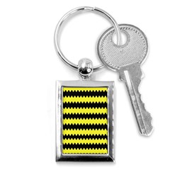 Yellow Black Chevron Wave Key Chains (rectangle)  by Amaryn4rt