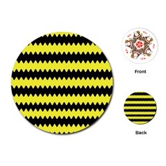 Yellow Black Chevron Wave Playing Cards (round)  by Amaryn4rt