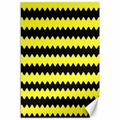 Yellow Black Chevron Wave Canvas 12  X 18  