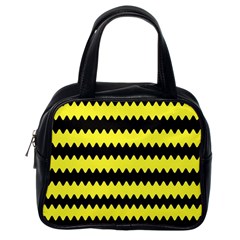 Yellow Black Chevron Wave Classic Handbags (one Side) by Amaryn4rt