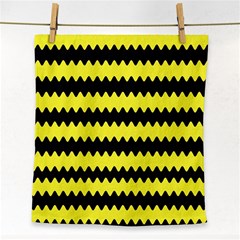 Yellow Black Chevron Wave Face Towel by Amaryn4rt