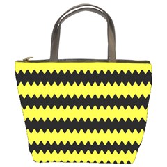 Yellow Black Chevron Wave Bucket Bags by Amaryn4rt