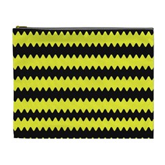 Yellow Black Chevron Wave Cosmetic Bag (xl)