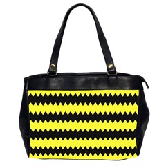 Yellow Black Chevron Wave Office Handbags (2 Sides)  by Amaryn4rt