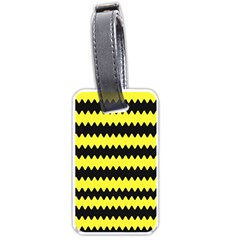 Yellow Black Chevron Wave Luggage Tags (one Side) 