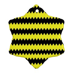 Yellow Black Chevron Wave Snowflake Ornament (two Sides)