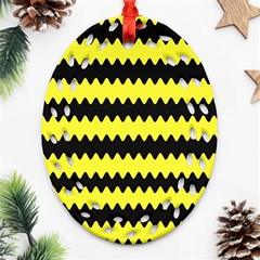 Yellow Black Chevron Wave Ornament (oval Filigree)