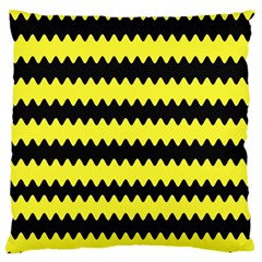 Yellow Black Chevron Wave Large Cushion Case (two Sides) by Amaryn4rt