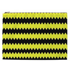 Yellow Black Chevron Wave Cosmetic Bag (xxl)  by Amaryn4rt