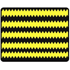 Yellow Black Chevron Wave Double Sided Fleece Blanket (medium) 