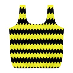 Yellow Black Chevron Wave Full Print Recycle Bags (l)  by Amaryn4rt