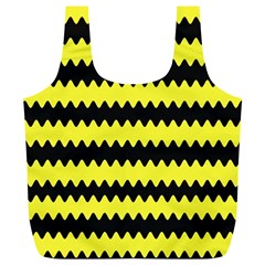 Yellow Black Chevron Wave Full Print Recycle Bags (l)  by Amaryn4rt