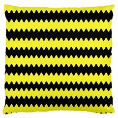 Yellow Black Chevron Wave Large Flano Cushion Case (two Sides)