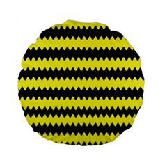 Yellow Black Chevron Wave Standard 15  Premium Flano Round Cushions