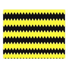 Yellow Black Chevron Wave Double Sided Flano Blanket (large)  by Amaryn4rt