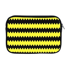 Yellow Black Chevron Wave Apple Macbook Pro 17  Zipper Case by Amaryn4rt