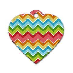 Colorful Background Of Chevrons Zigzag Pattern Dog Tag Heart (one Side) by Amaryn4rt