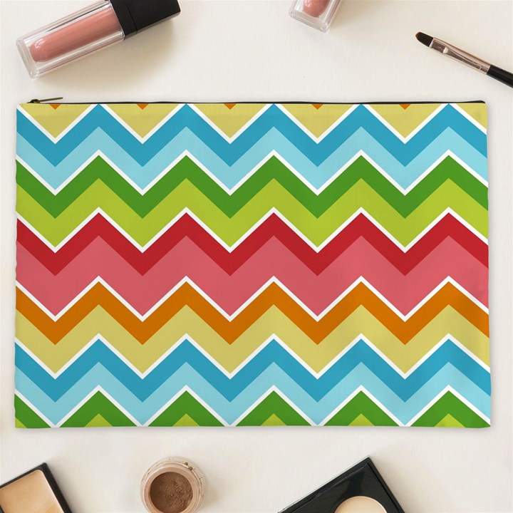 Colorful Background Of Chevrons Zigzag Pattern Cosmetic Bag (XXL) 