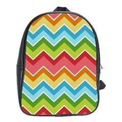 Colorful Background Of Chevrons Zigzag Pattern School Bags (xl)  by Amaryn4rt