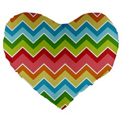 Colorful Background Of Chevrons Zigzag Pattern Large 19  Premium Heart Shape Cushions by Amaryn4rt