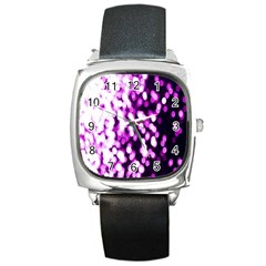 Bokeh Background In Purple Color Square Metal Watch