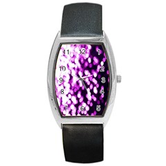 Bokeh Background In Purple Color Barrel Style Metal Watch by Amaryn4rt