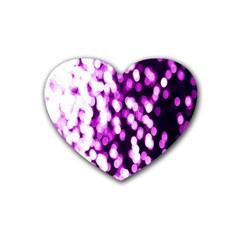 Bokeh Background In Purple Color Heart Coaster (4 Pack)  by Amaryn4rt