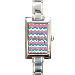 Chevron Pattern Colorful Art Rectangle Italian Charm Watch by Amaryn4rt